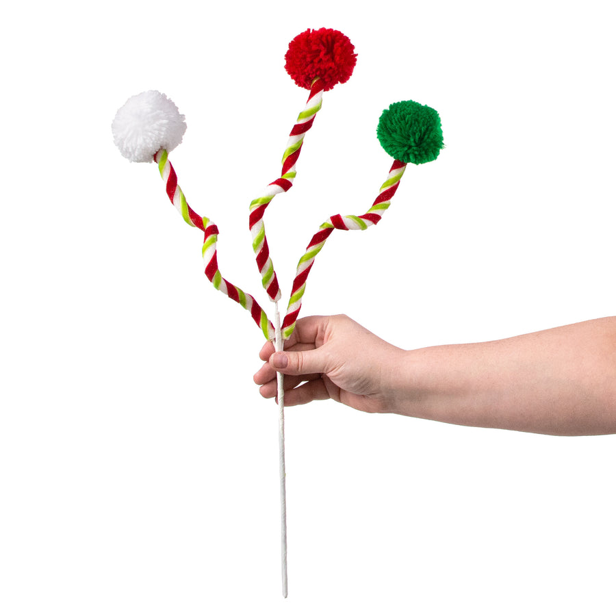 20" Pom Pom Spray: Red, White, Green detail photo 3