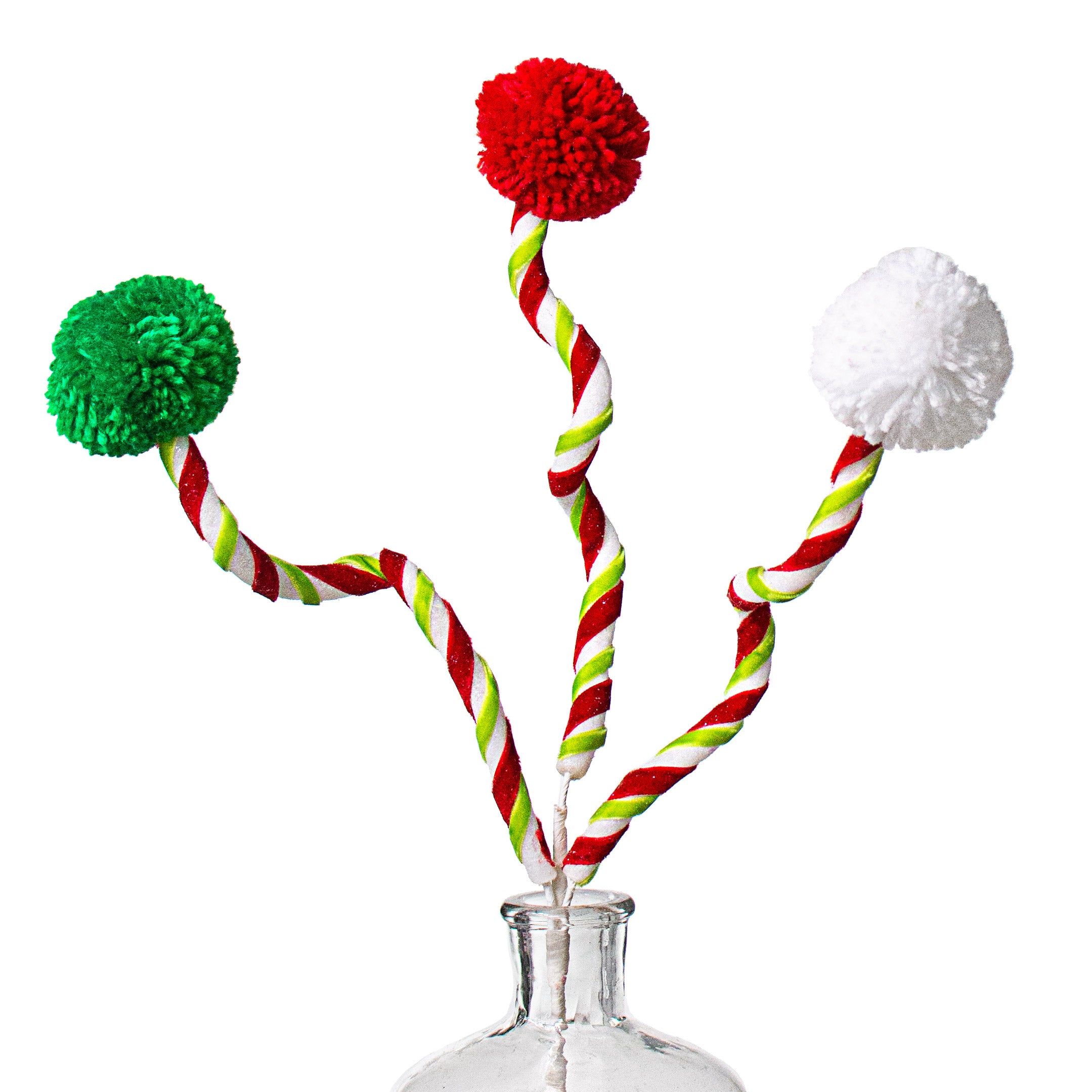 20" Pom Pom Spray: Red, White, Green Item Number: 85257RWG