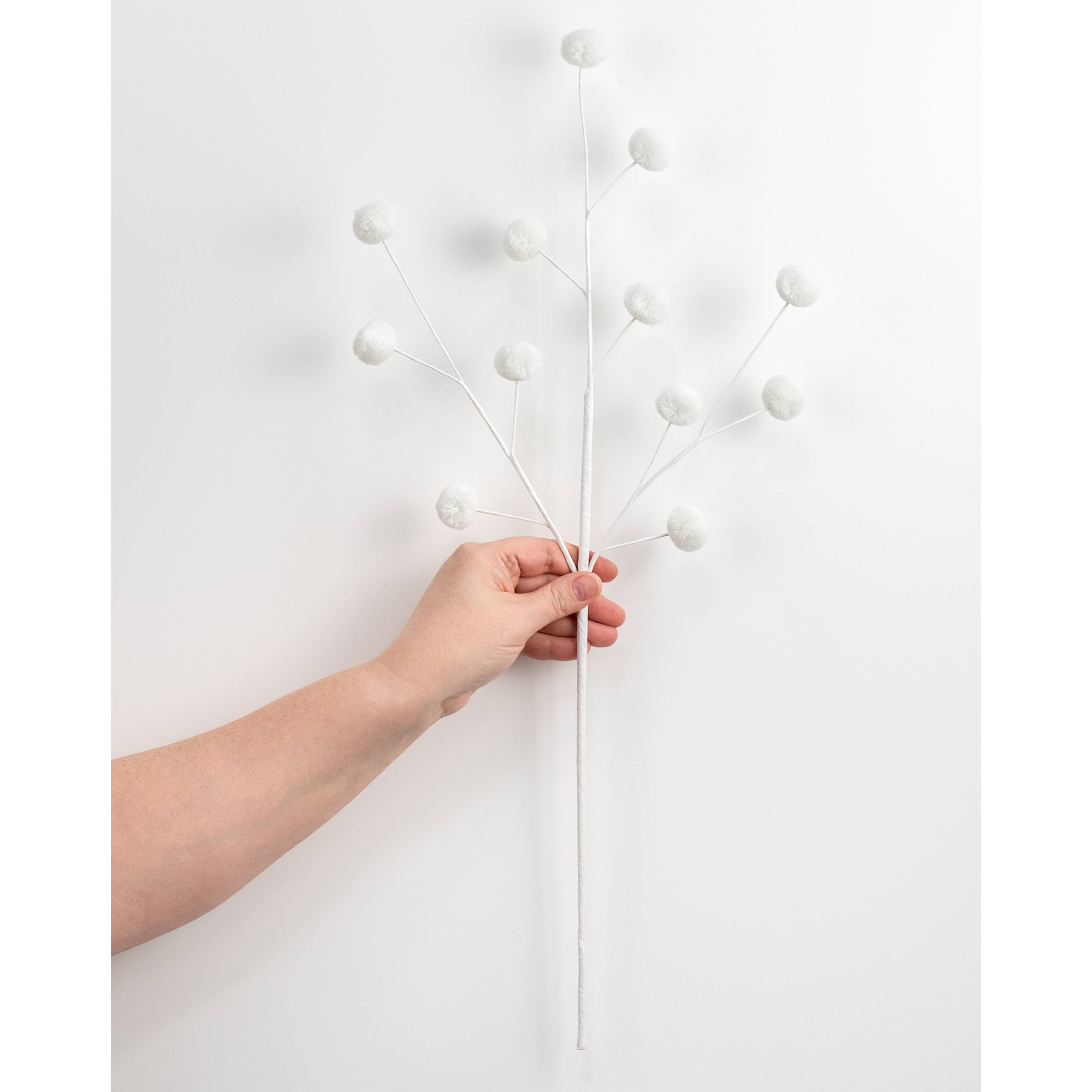 23" Pom Pom Spray: White detail photo 3