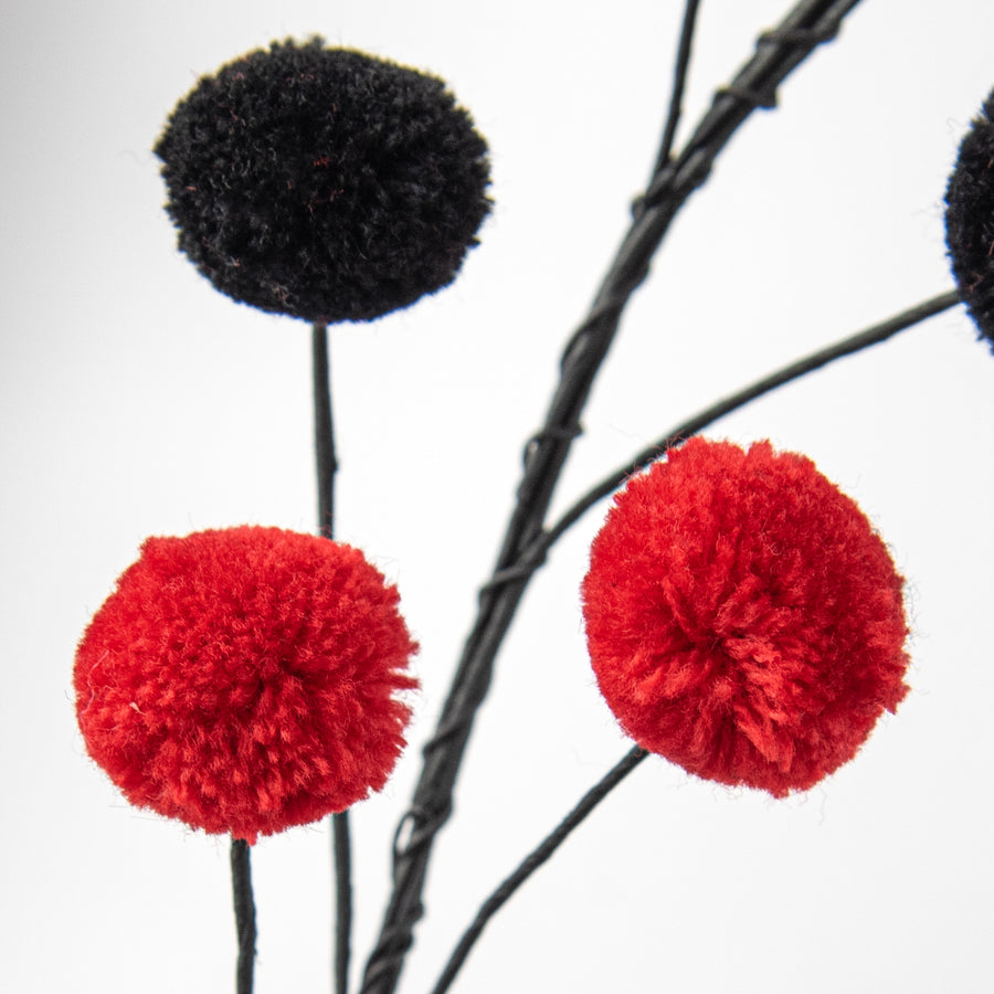 5' Pom Pom Wire Garland: Red & Black detail photo 3