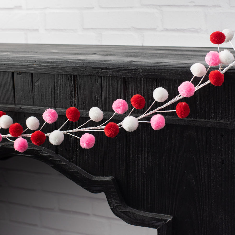 5' Pom Pom Wire Garland: Red, White & Pink Lifestyle Photo