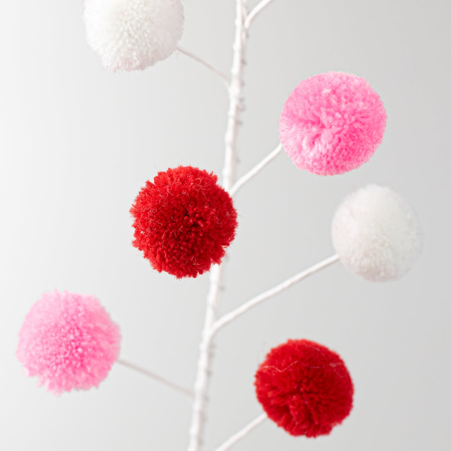 5' Pom Pom Wire Garland: Red, White & Pink detail photo 3
