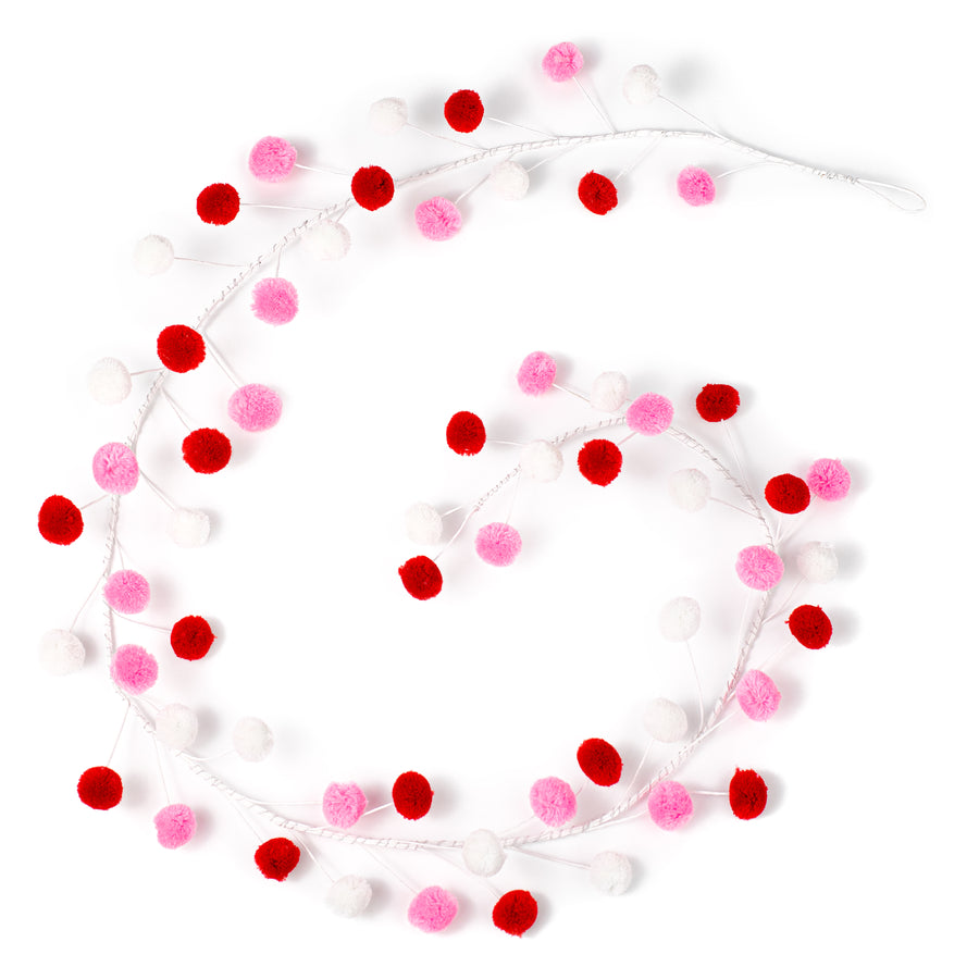 5' Pom Pom Wire Garland: Red, White & Pink Item Number: MG1050K1
