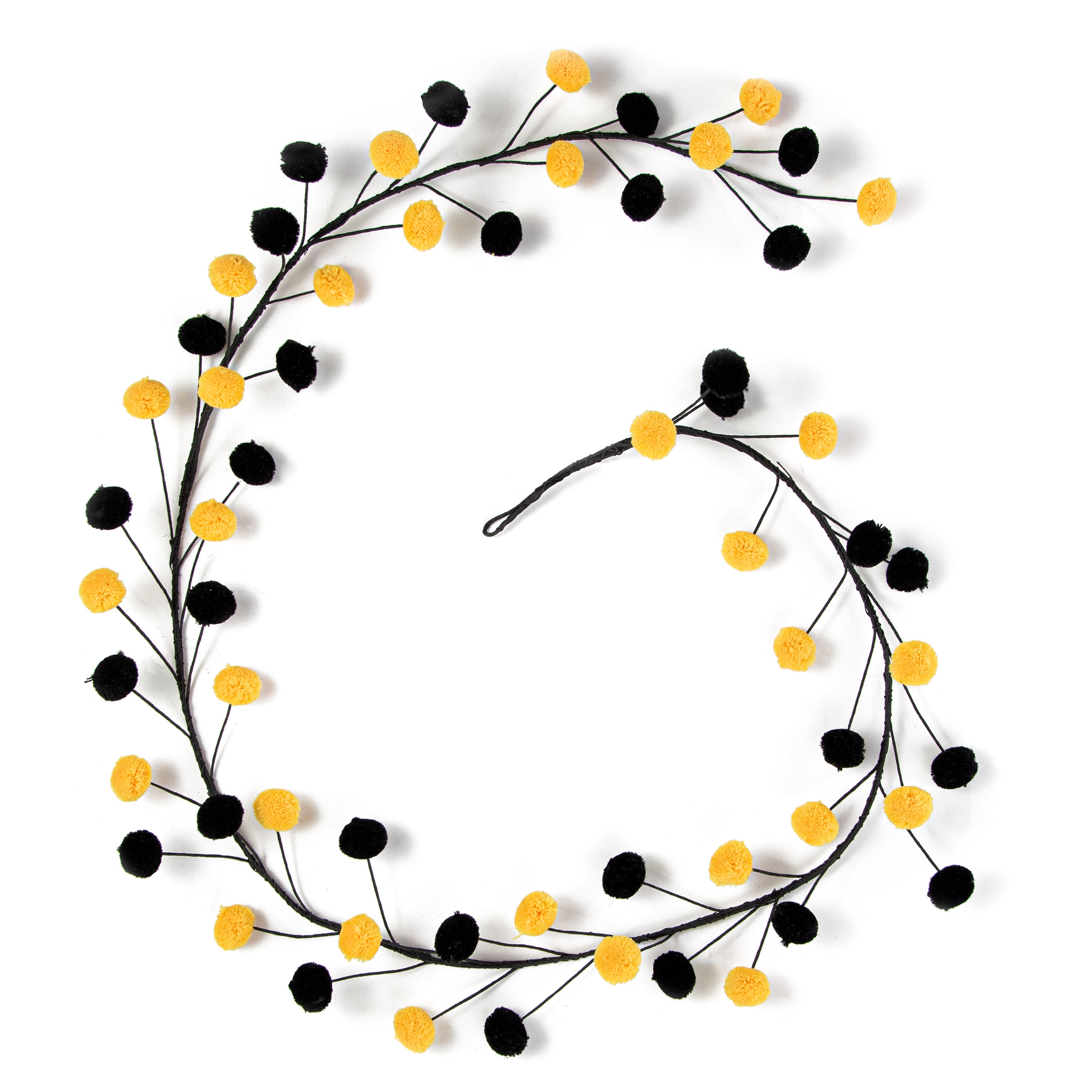 5' Pom Pom Wire Garland: Yellow & Black Item Number: MG1049Y9
