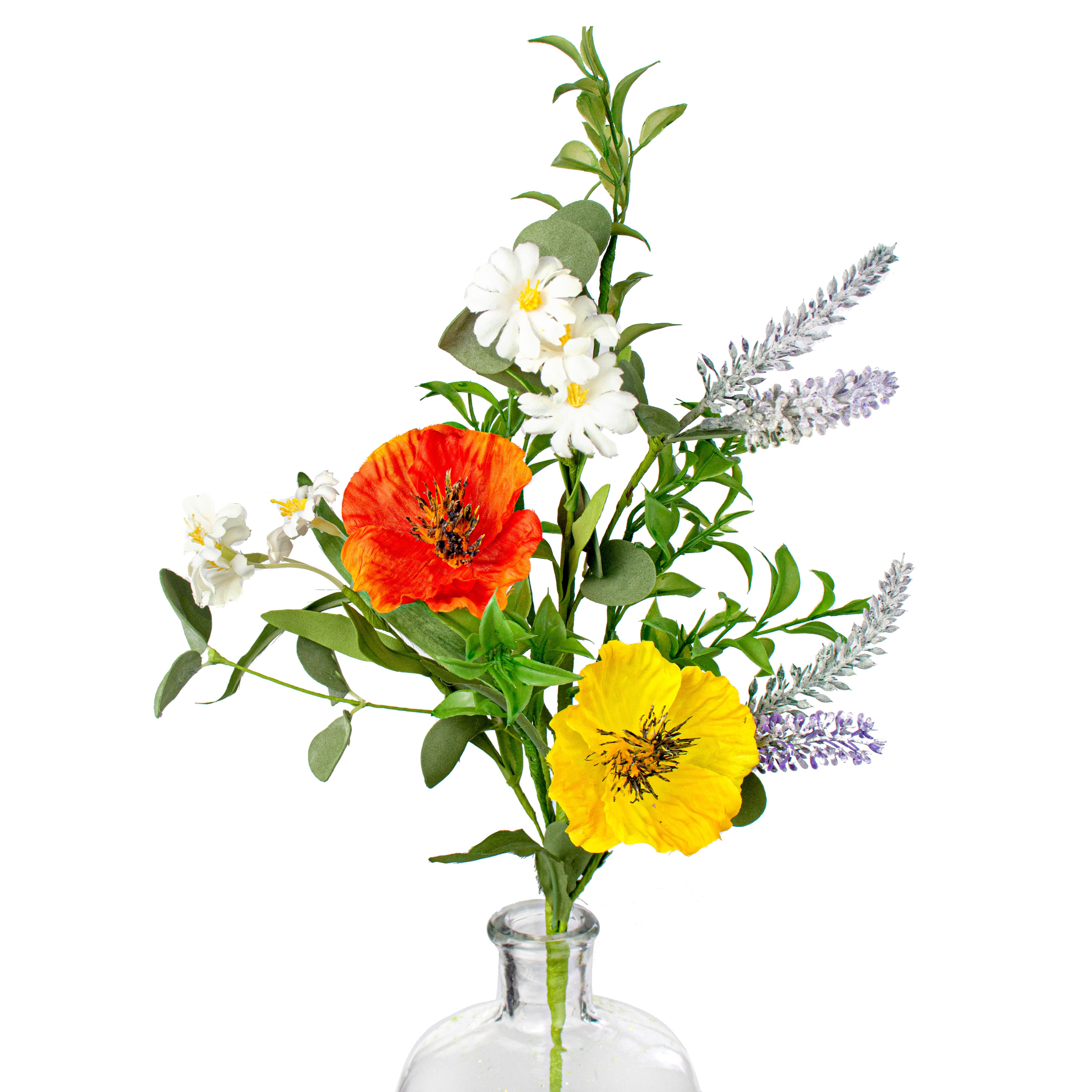 21" Poppy Flower Spray: Orange & Yellow Item Number: 115863
