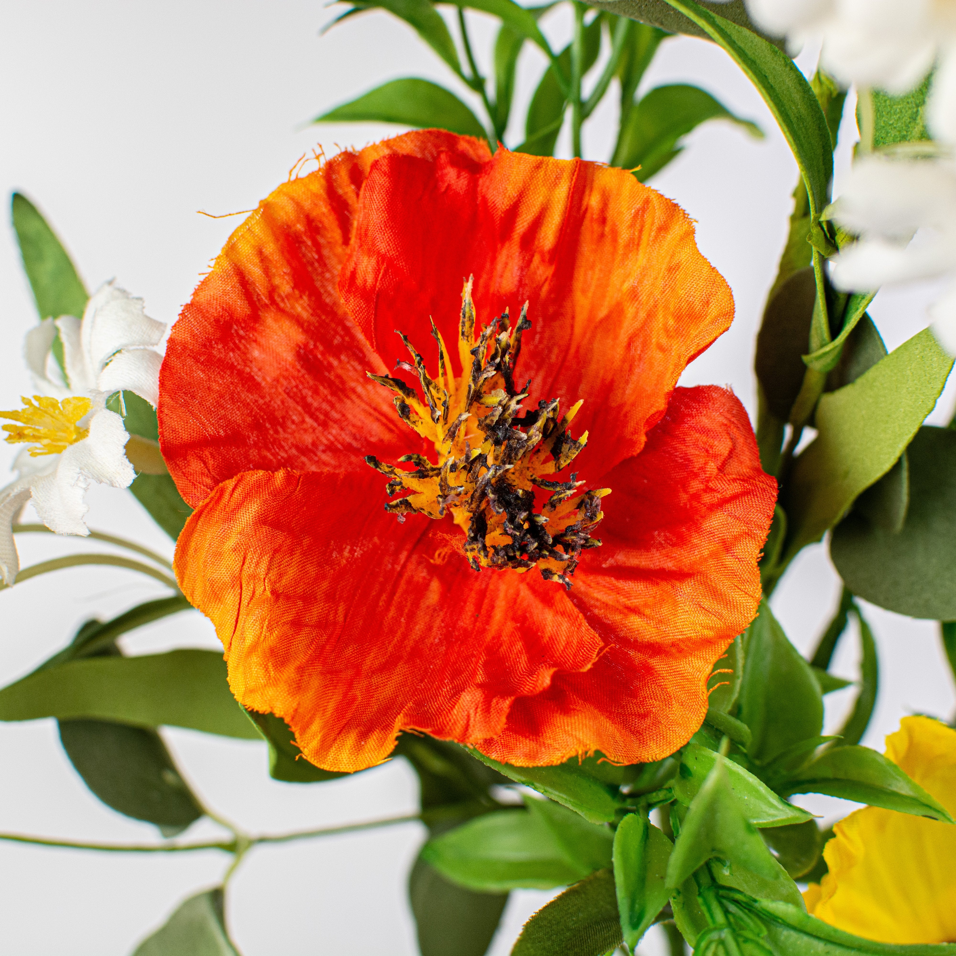 21" Poppy Flower Spray: Orange & Yellow Lifestyle Photo