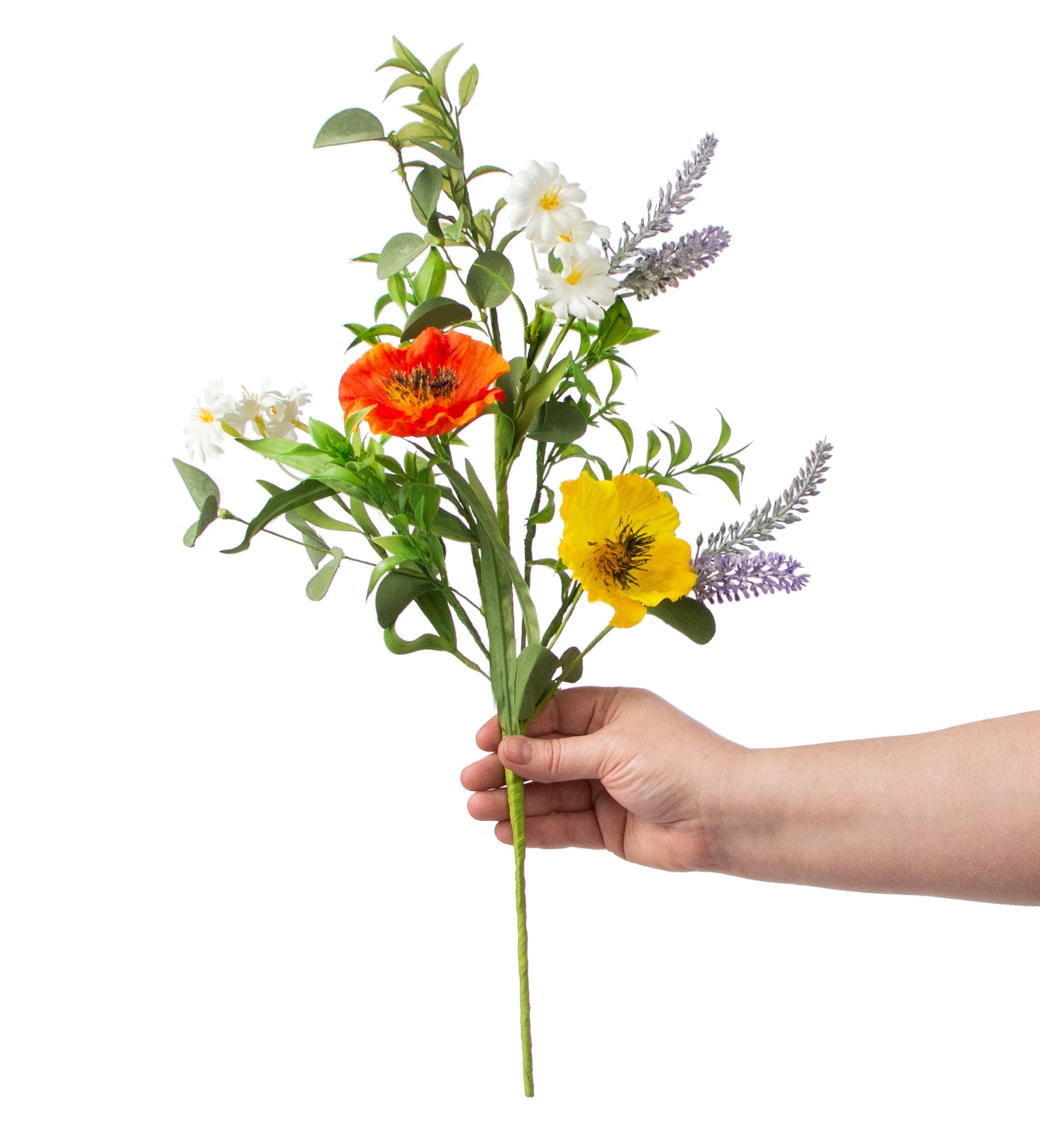 21" Poppy Flower Spray: Orange & Yellow detail photo 3
