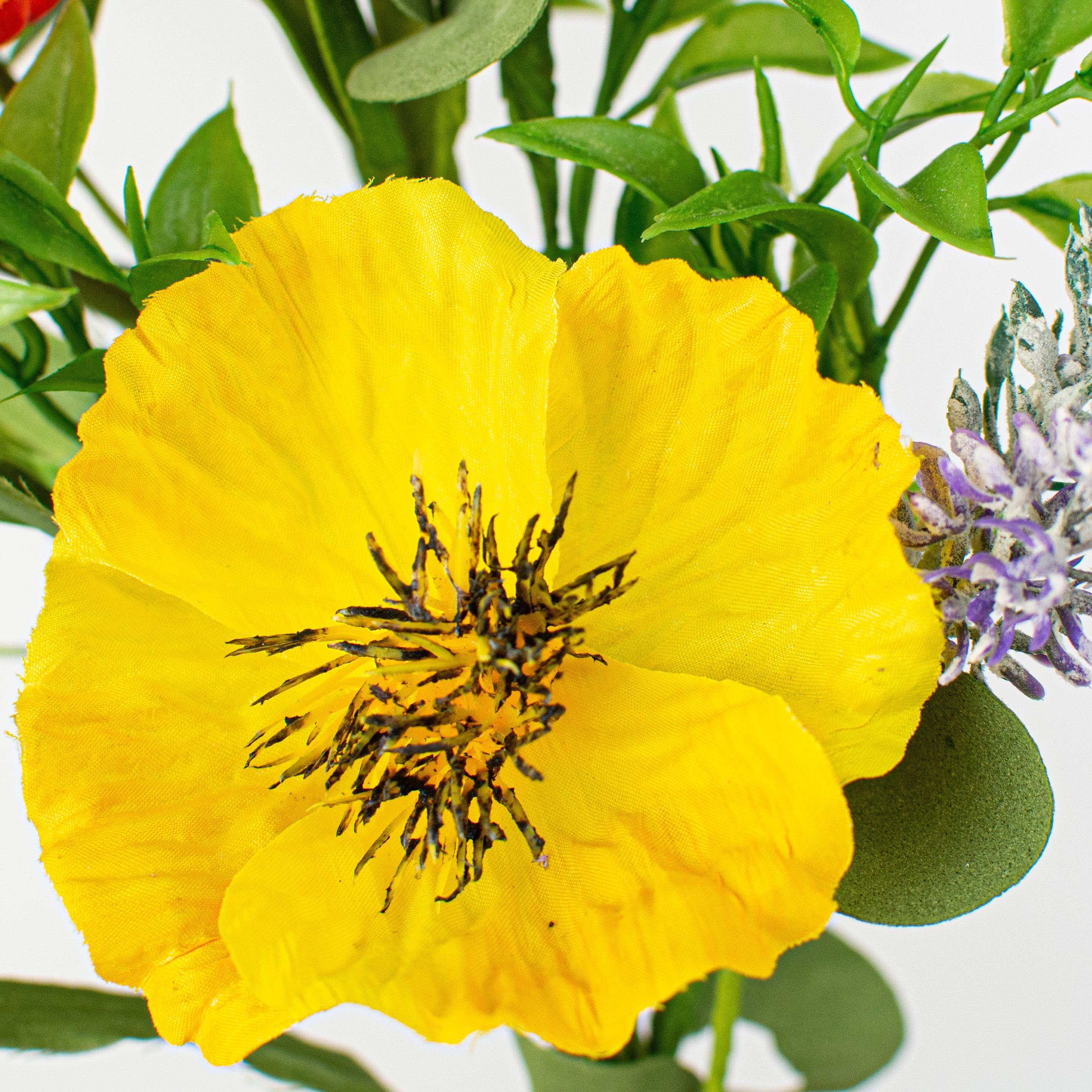 21" Poppy Flower Spray: Orange & Yellow detail photo 4