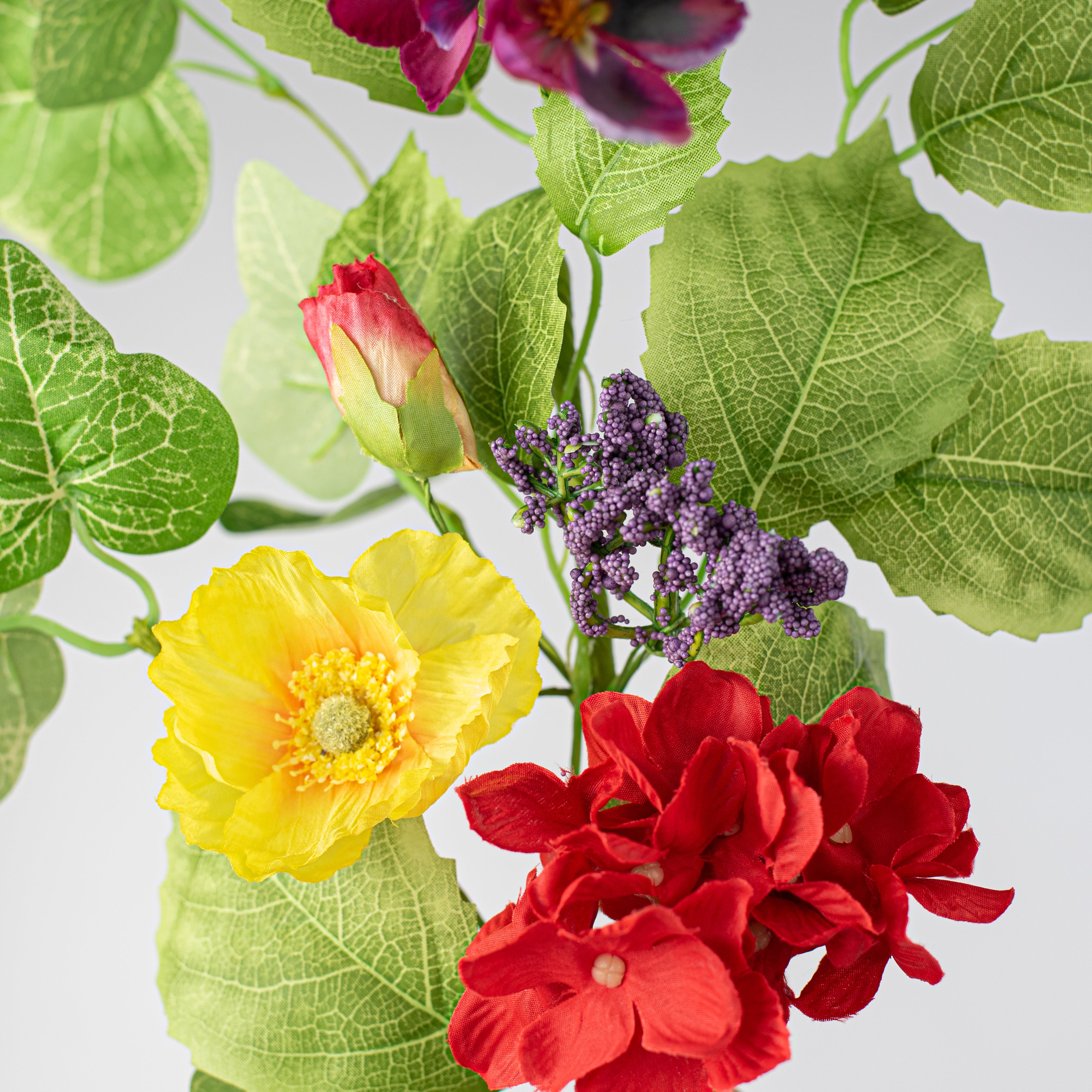20" Poppy Hydrangea Pick: Yellow, Purple, Red Lifestyle Photo