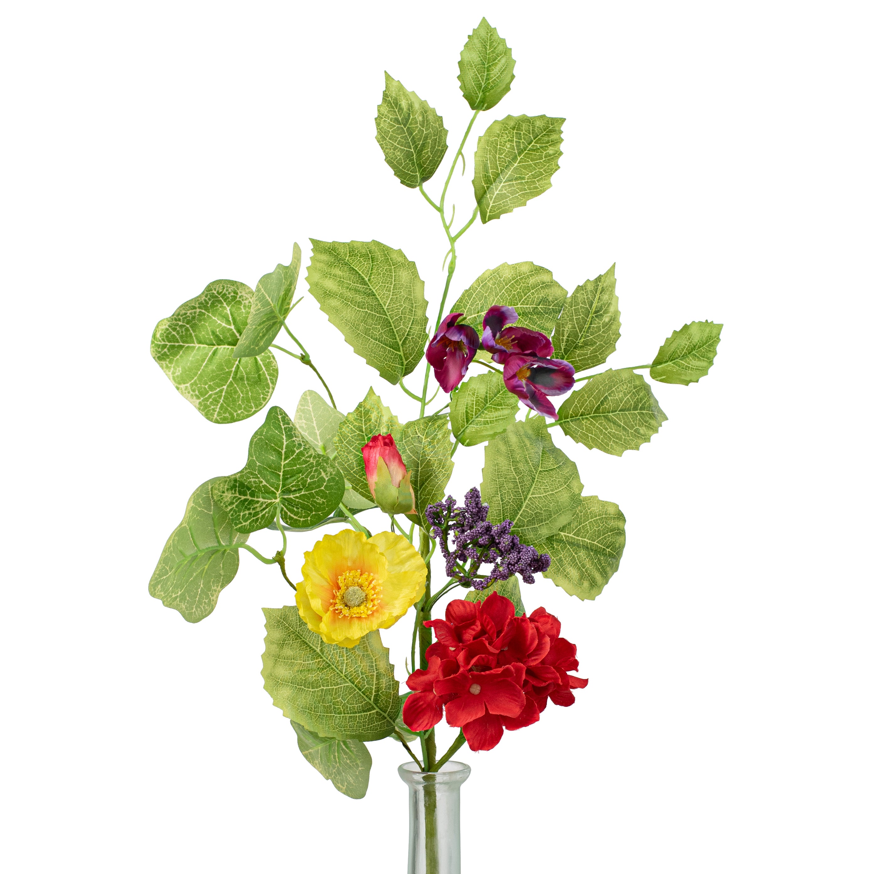 20" Poppy Hydrangea Pick: Yellow, Purple, Red Item Number: 63962