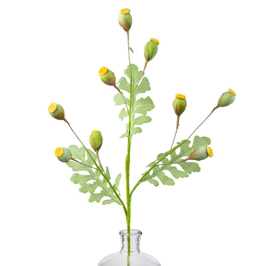 28" Poppy Pod Spray: Green & Yellow Item Number: 63288GN
