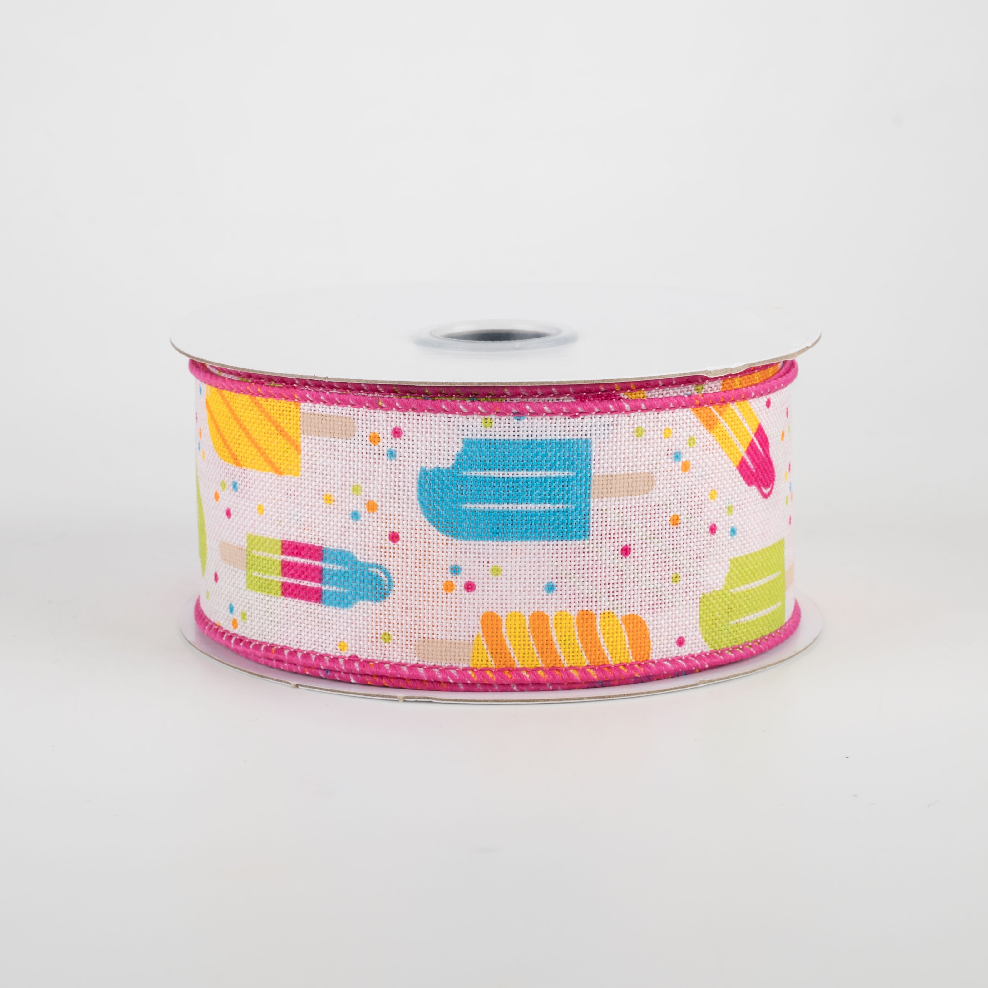 1.5" Popsicles Ribbon: Powder Pink With Fuchsia (10 Yards)