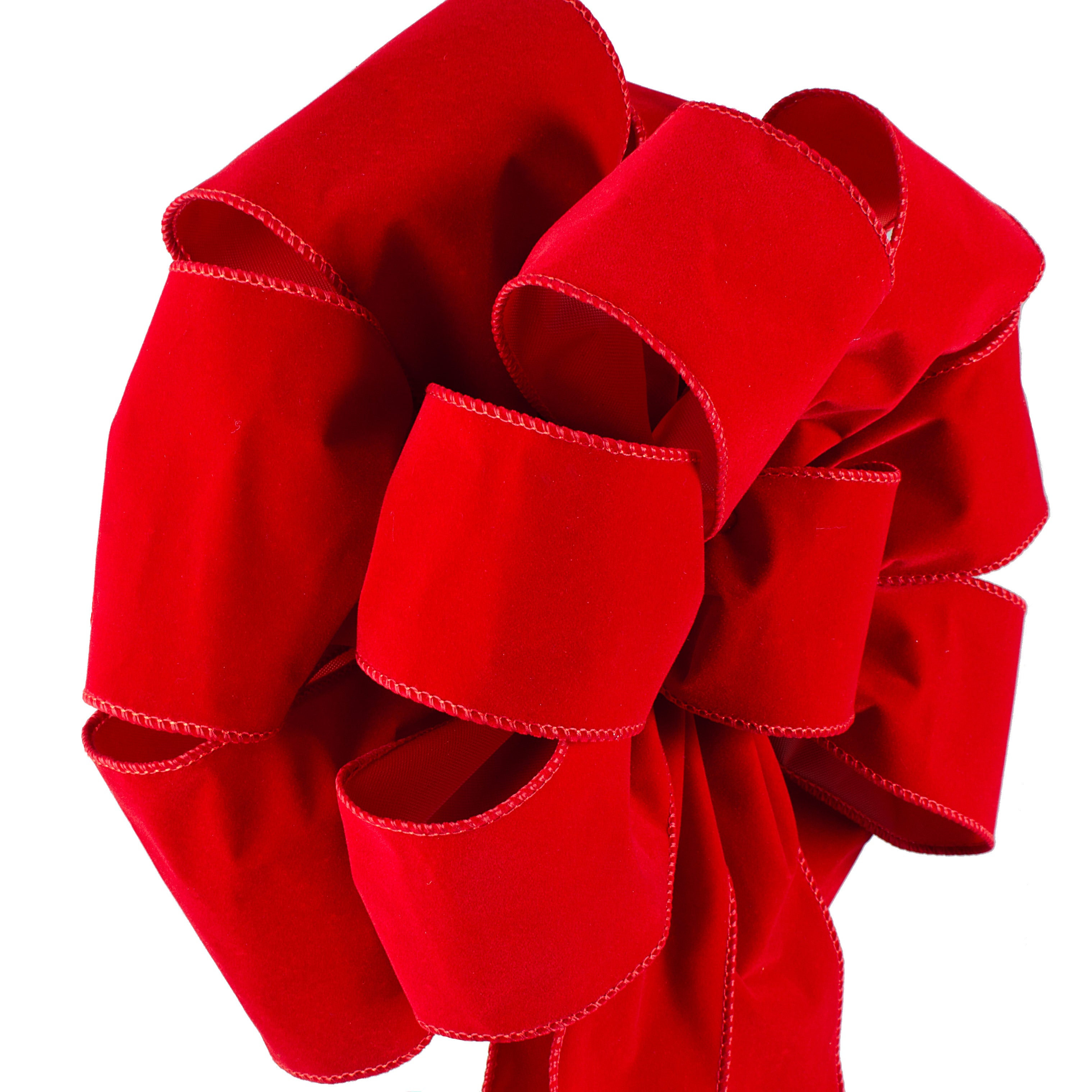 25" Premade Bow: Red Velvet detail photo 3