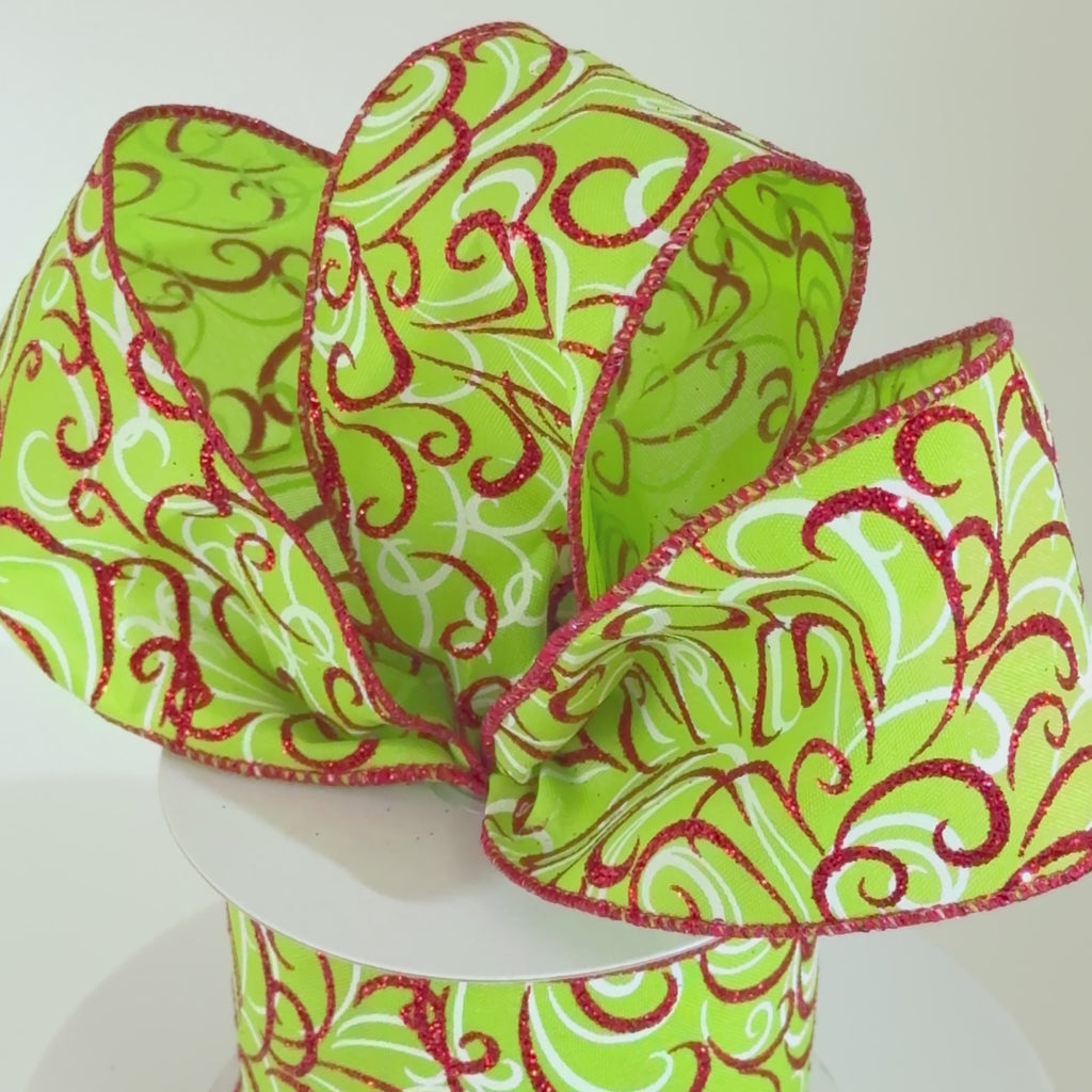 Craig Bachman Daisies & Butterflies Wired Edge Ribbon - 10 Yards, Bright Green, Perfect For Crafts & Gift Wrapping