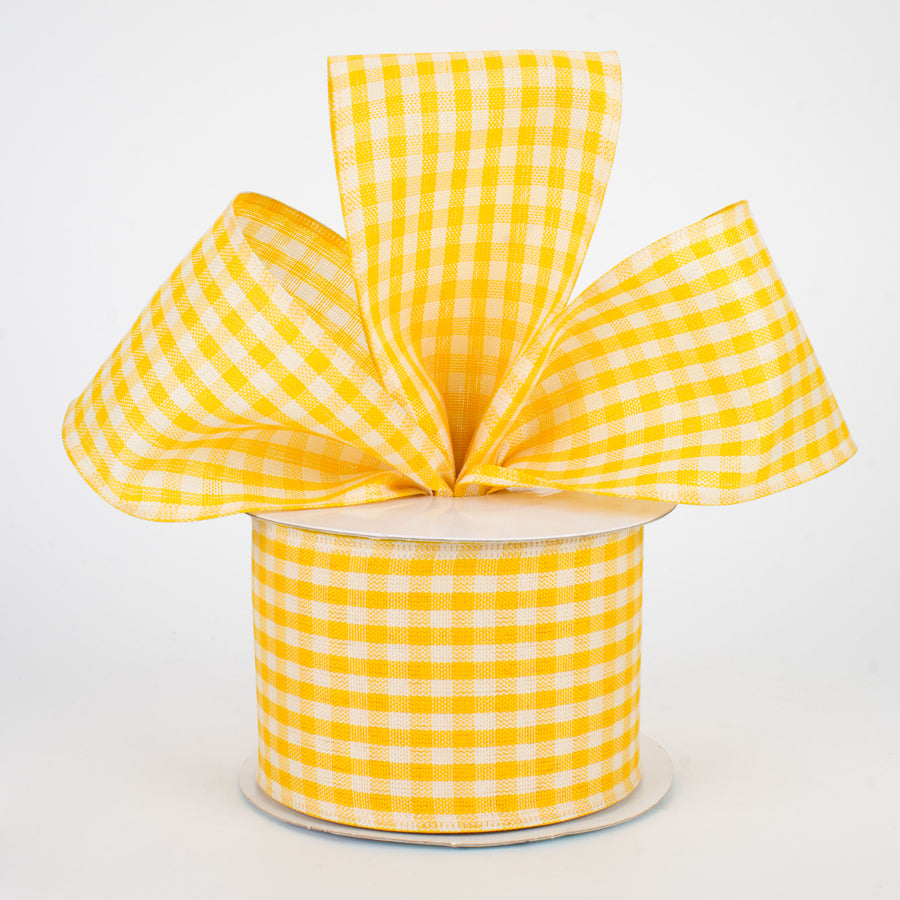 2.5" Primitive Gingham Check Ribbon: Mustard & Ivory (10 Yards) Lifestyle Photo