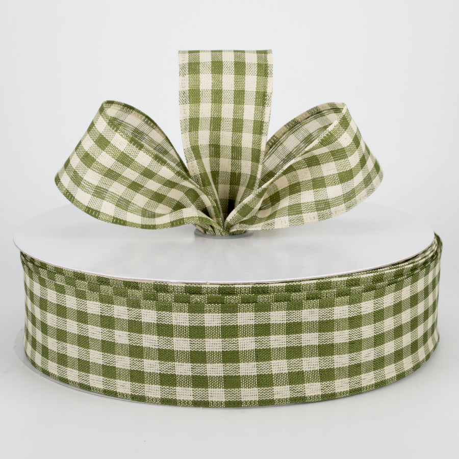 1.5" Primitive Gingham Ribbon: Moss & Natural (50 Yards) Lifestyle Photo