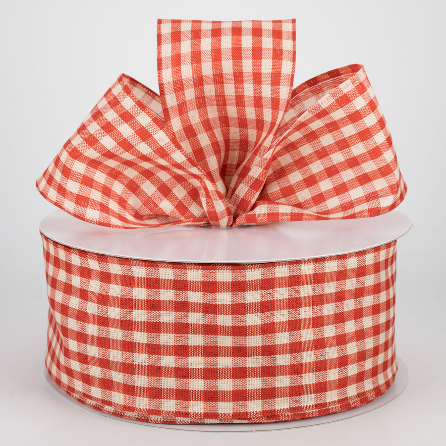 2.5" Primitive Gingham Ribbon: Rust & Natural (50 Yards) Lifestyle Photo