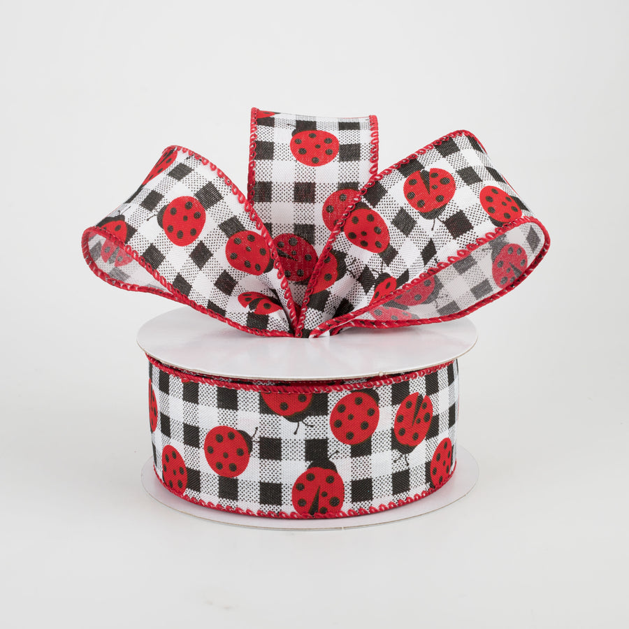 1.5" Printed Gingham Ladybugs Ribbon (10 Yards) Lifestyle Photo
