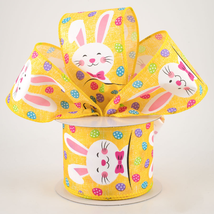 2.5" Printed Muslin Happy Bunny Ribbon: Yellow (10 Yards) Lifestyle Photo