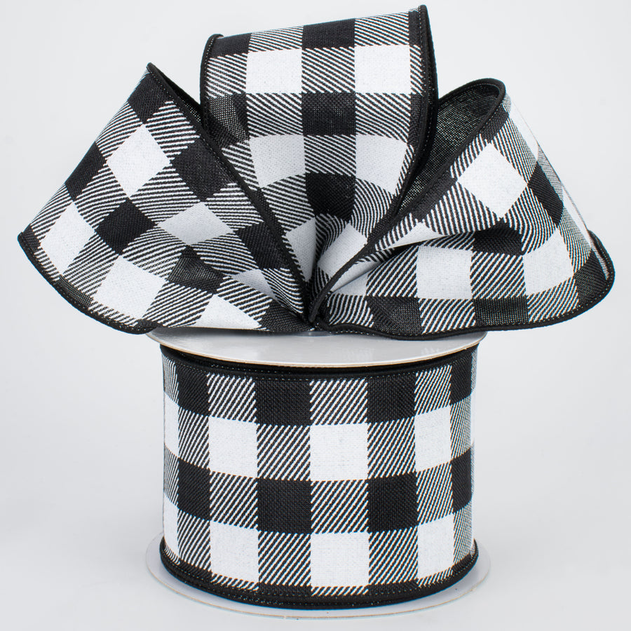2.5" Printed Plaid Check Ribbon: Black & White (10 Yards) Lifestyle Photo