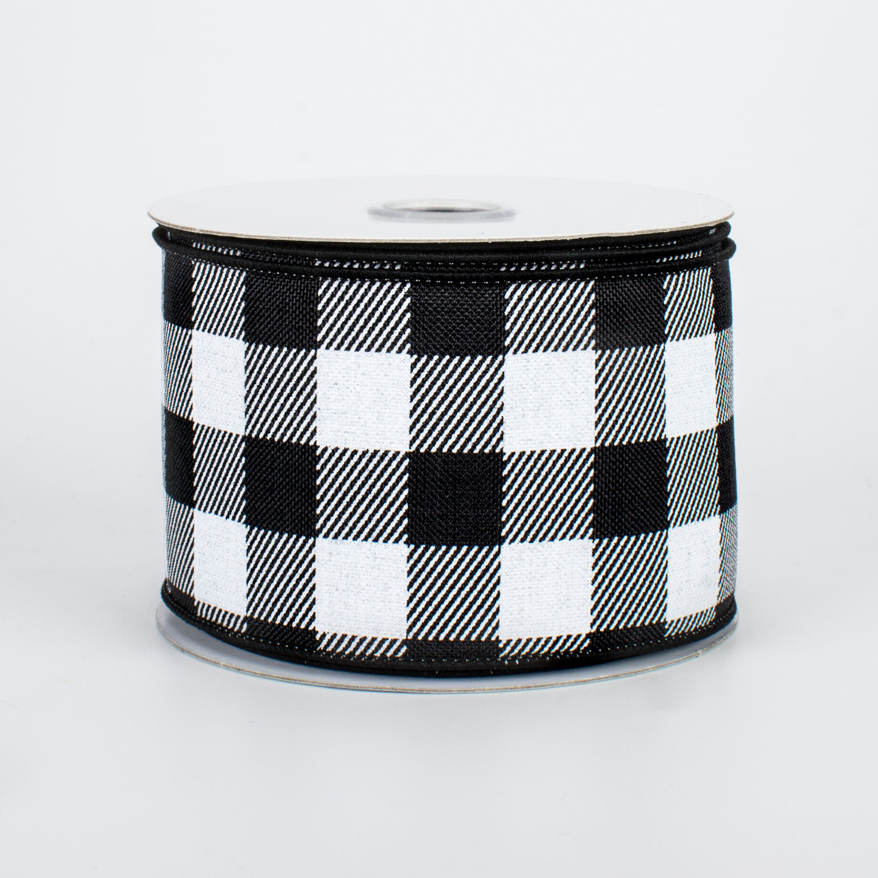 2.5" Printed Plaid Check Ribbon: Black & White (10 Yards)