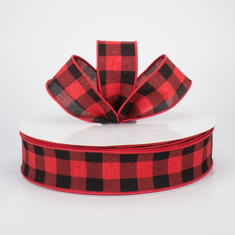 1.5" Printed Plaid Check Ribbon: Red & Black (50 Yards) Lifestyle Photo