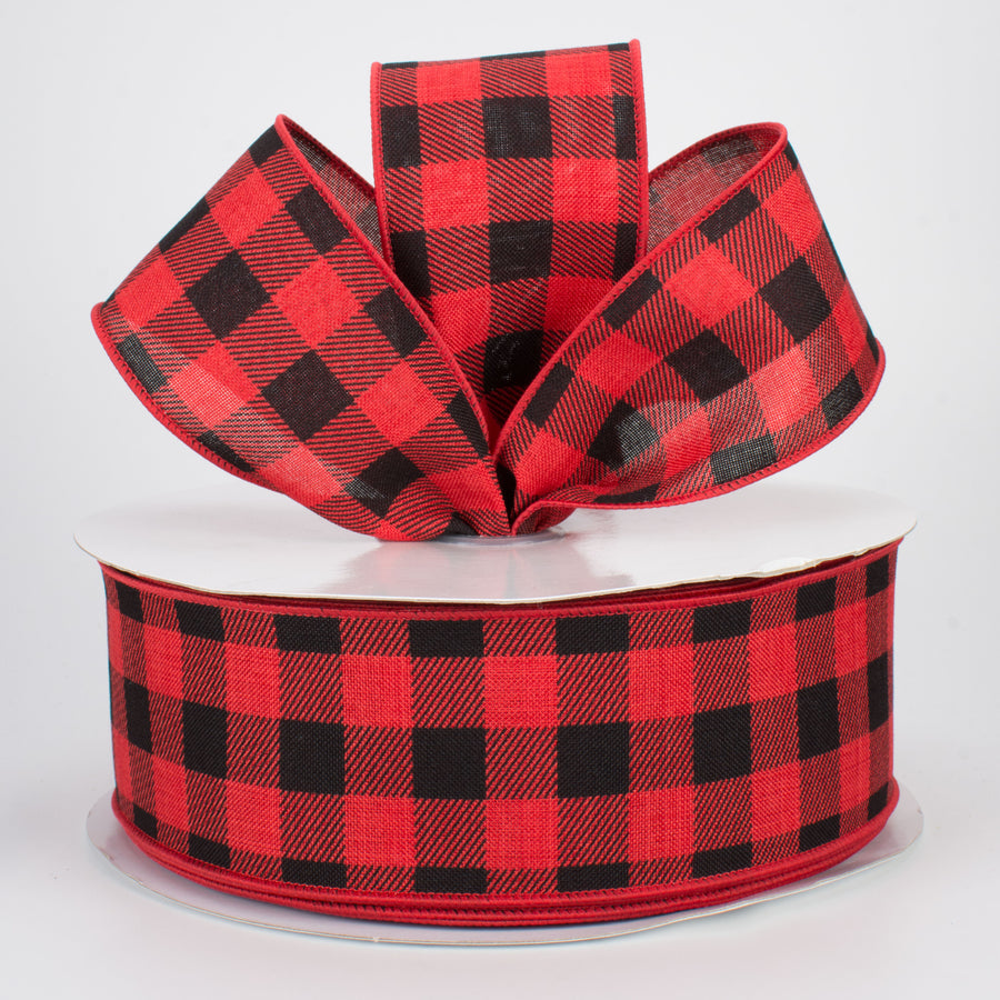 2.5" Printed Plaid Check Ribbon: Red & Black (50 Yards) Lifestyle Photo