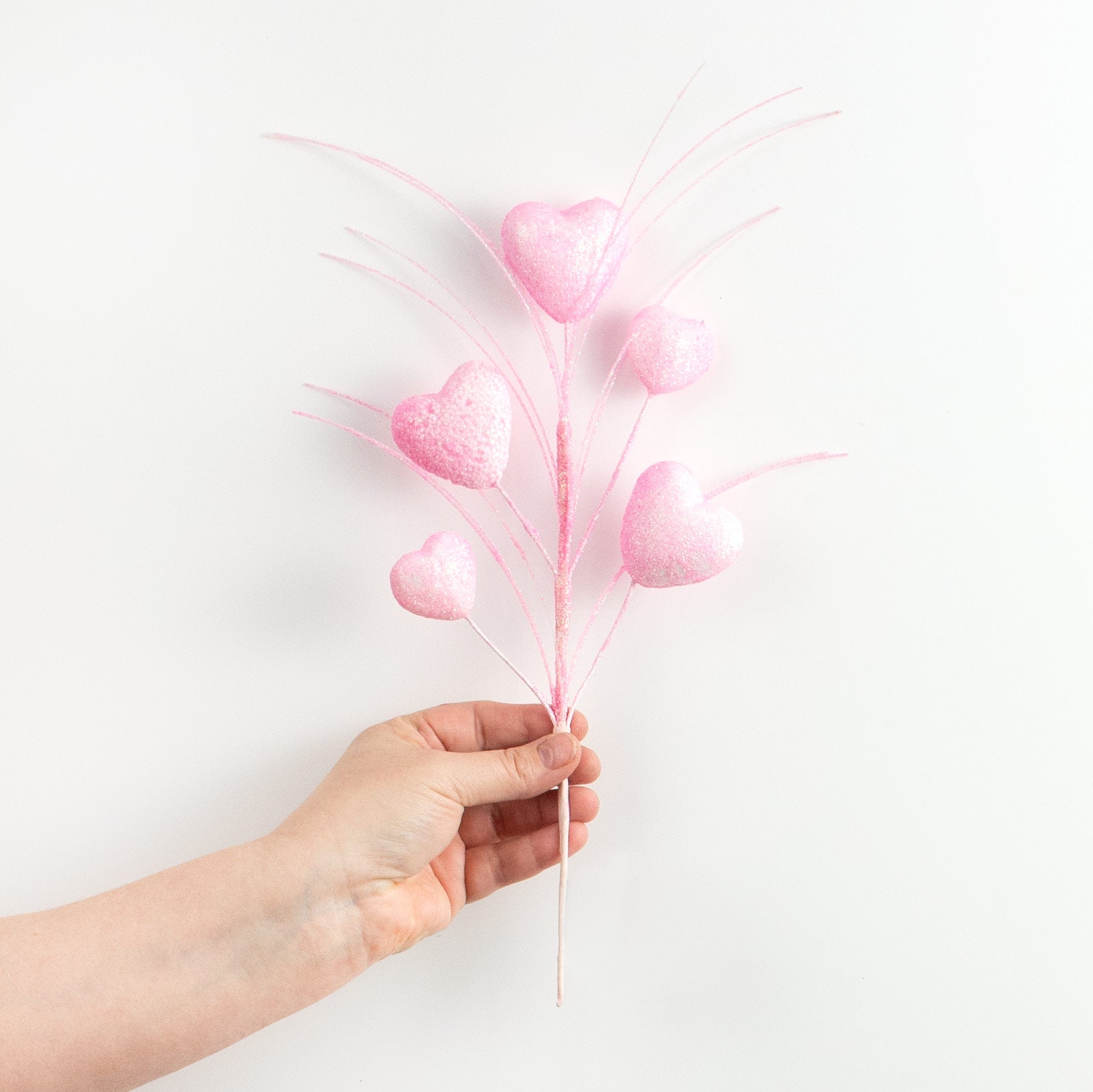 14" Puffed Heart Spray: Pink detail photo 3