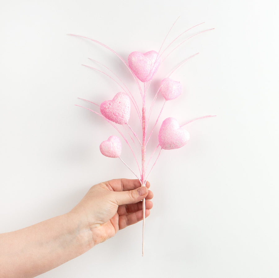 14" Puffed Heart Spray: Pink detail photo 3