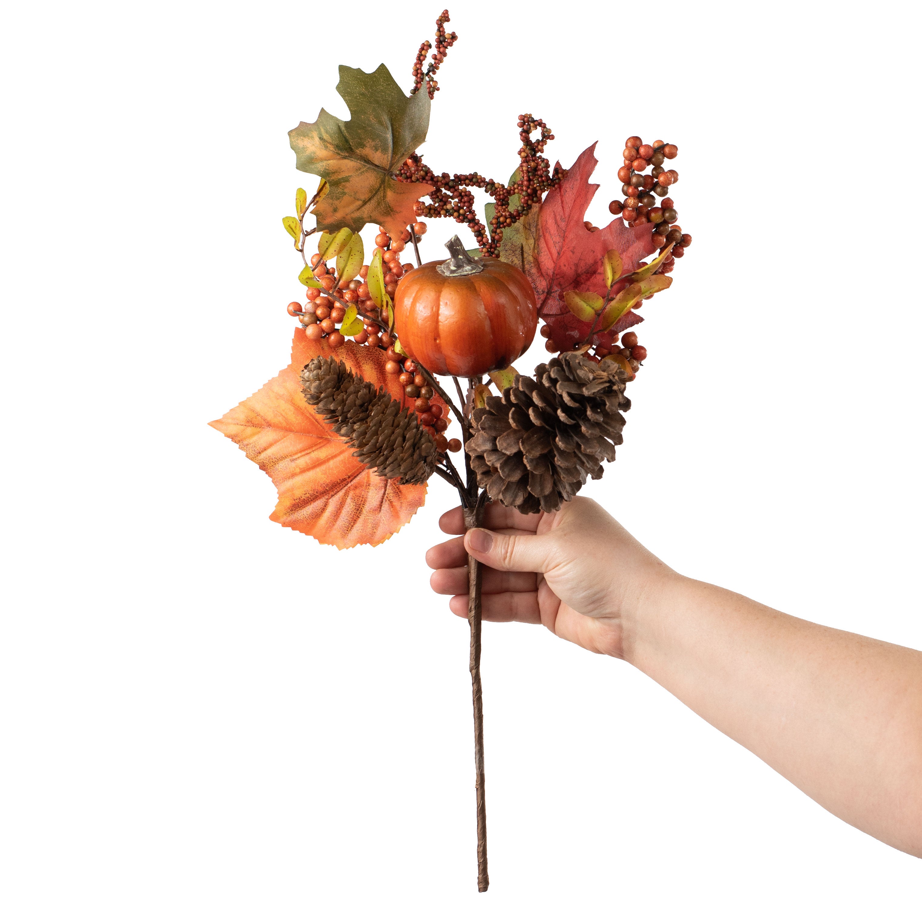 22" Pumpkin Berry Fall Leaf Spray detail photo 3