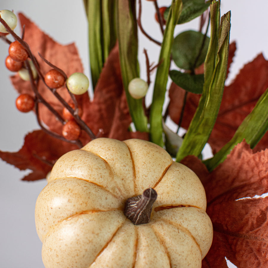 15" Pumpkin Berry Leaf Grass Spray: Ivory, Moss & Dusty Rose Lifestyle Photo