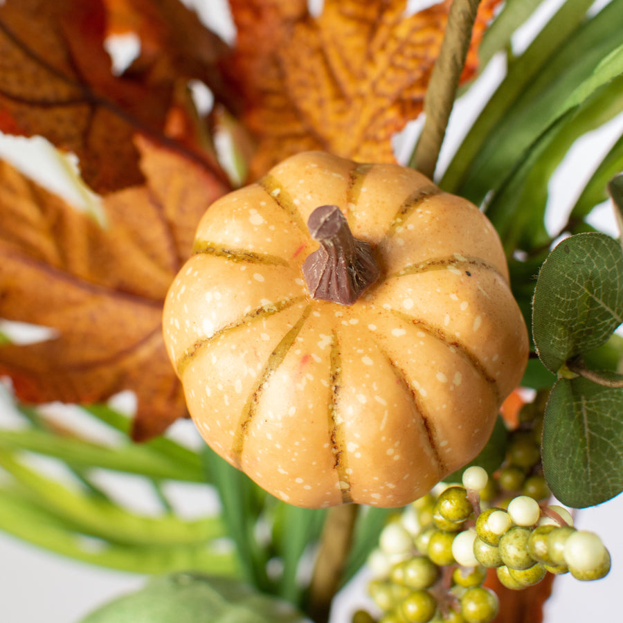 26" Pumpkin Gourd Berry Leaf Spray: Orange, Cream & Sage Lifestyle Photo