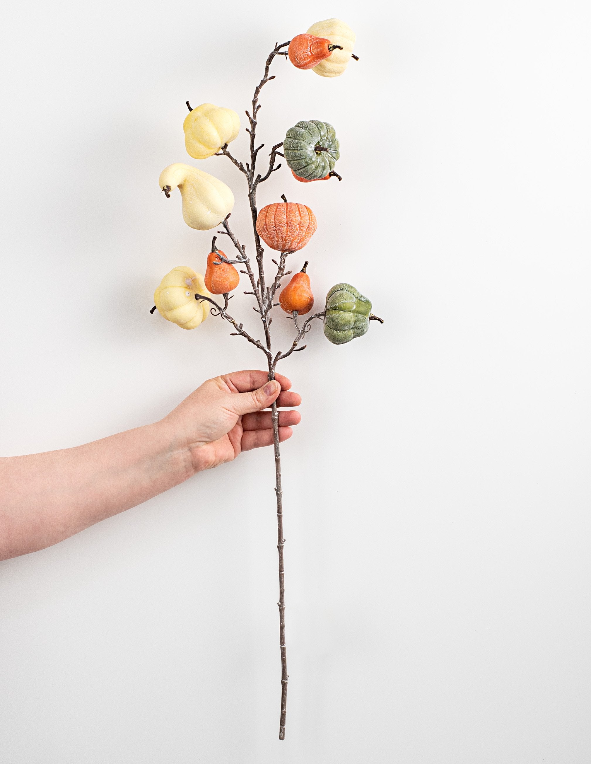 30" Pumpkin & Gourd Spray: Olive, Orange, Cream detail photo 3