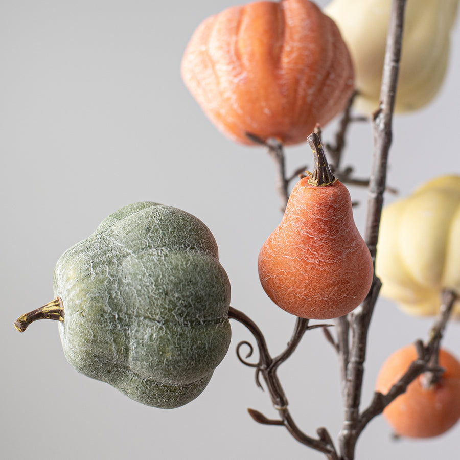 30" Pumpkin & Gourd Spray: Olive, Orange, Cream detail photo 4