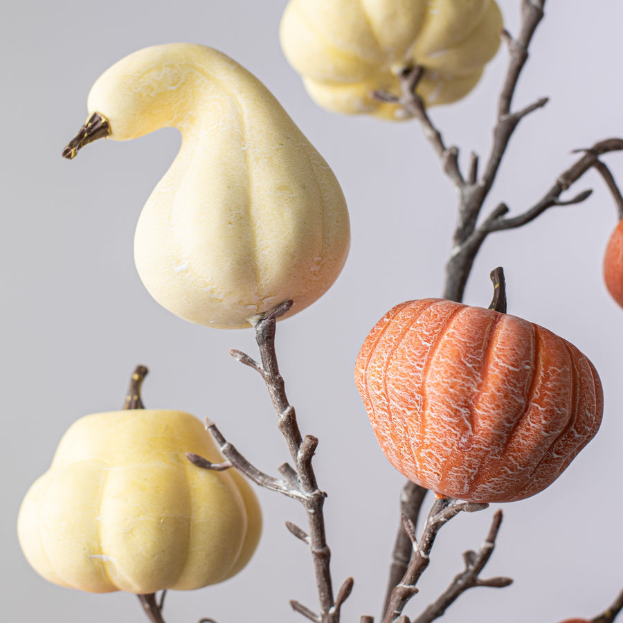 30" Pumpkin & Gourd Spray: Olive, Orange, Cream detail photo 5