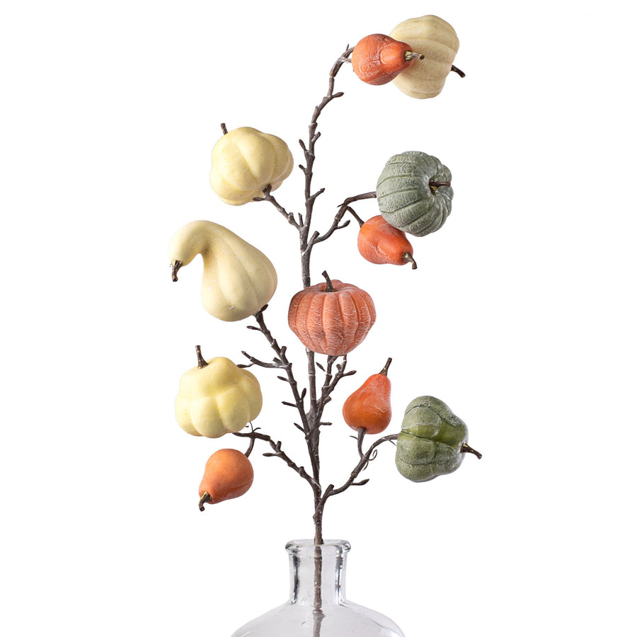 30" Pumpkin & Gourd Spray: Olive, Orange, Cream Item Number: 189724