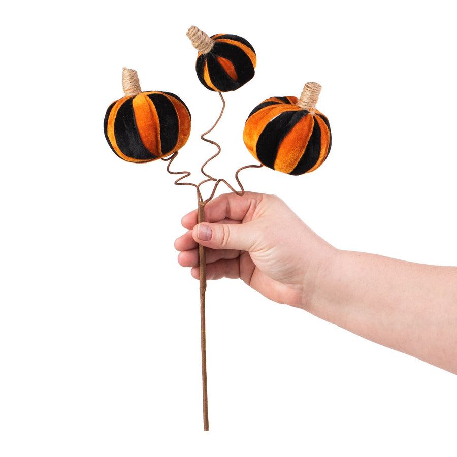 16" Pumpkin Pick: Black & Orange Velvet detail photo 3