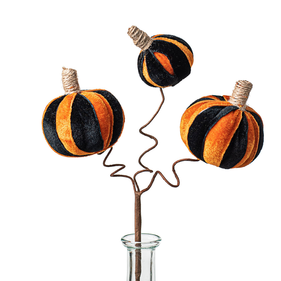 16" Pumpkin Pick: Black & Orange Velvet Item Number: 56781ORBK