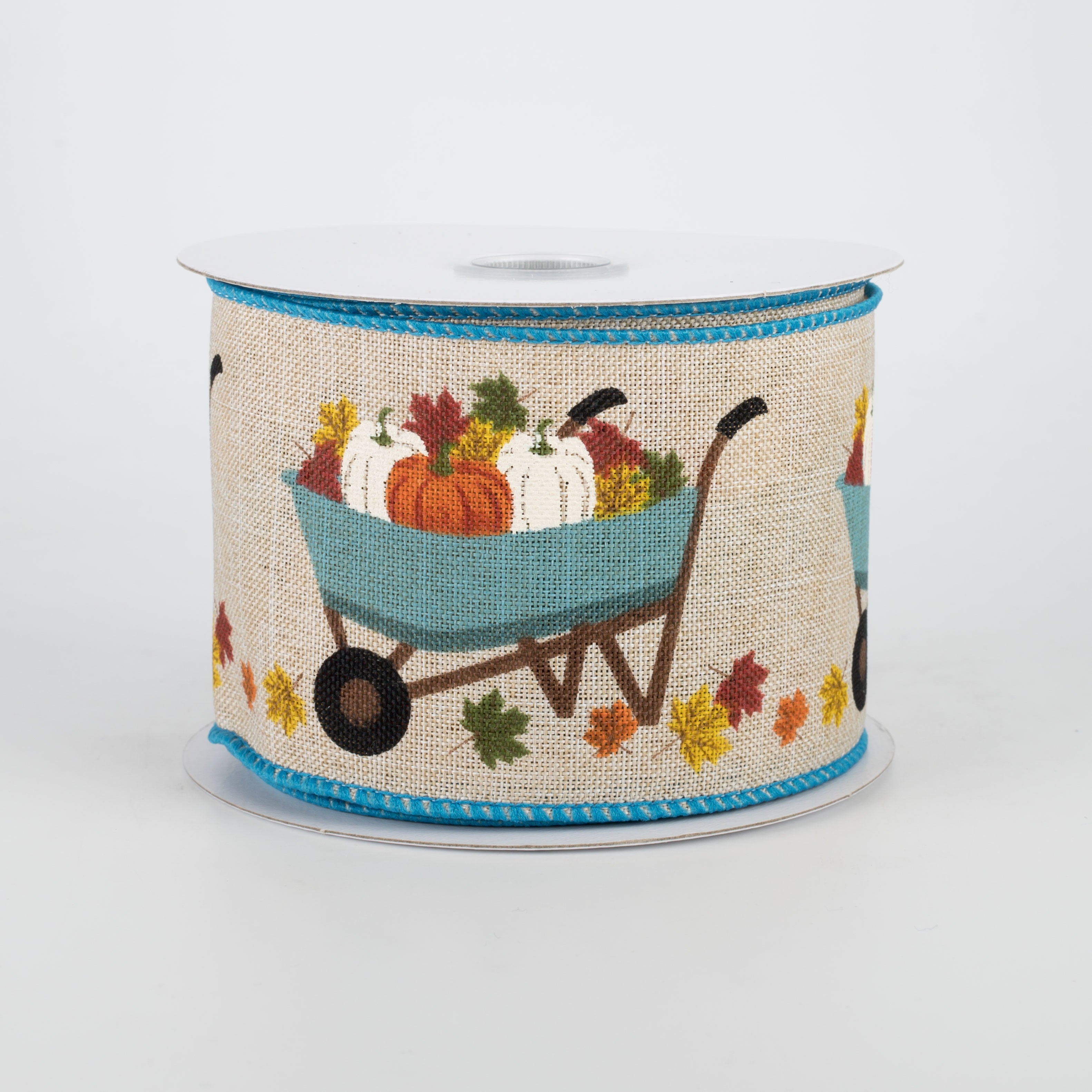 2.5" Pumpkin Wheelbarrow Ribbon: Blue (10 Yards)