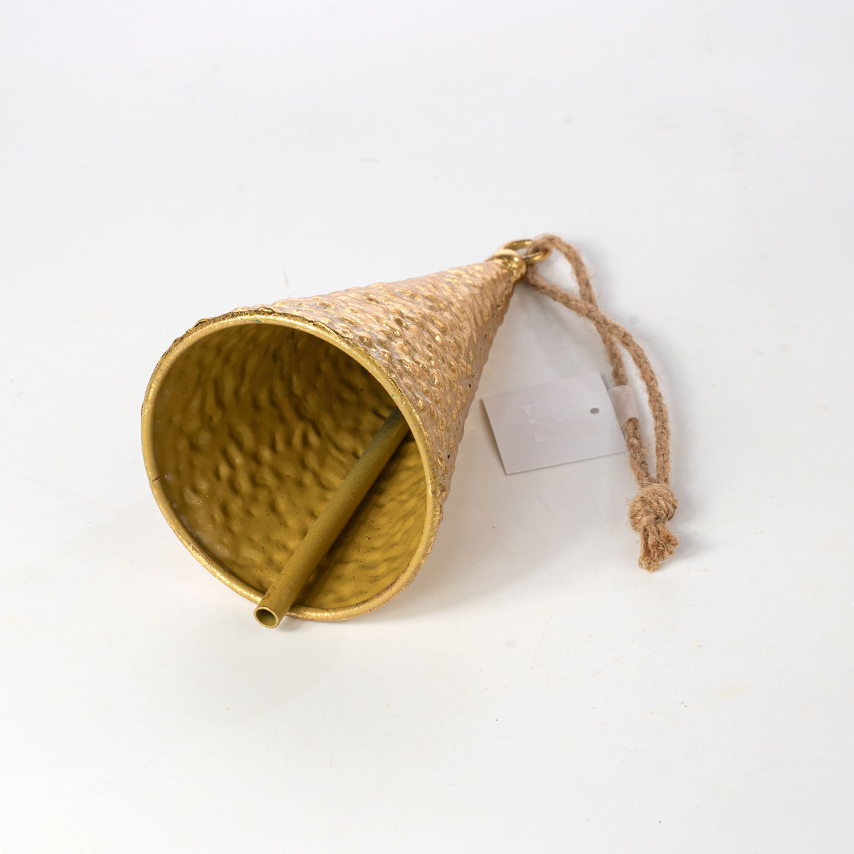 8" Punched Cone Bell Ornament: Shiny Gold detail photo 5