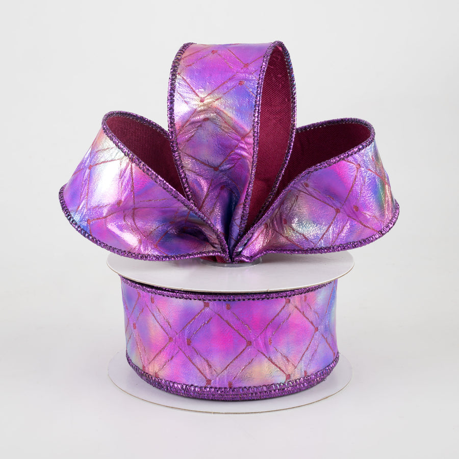 1.5" Purple Holographic Diamonds Ribbon (10 Yards) Lifestyle Photo