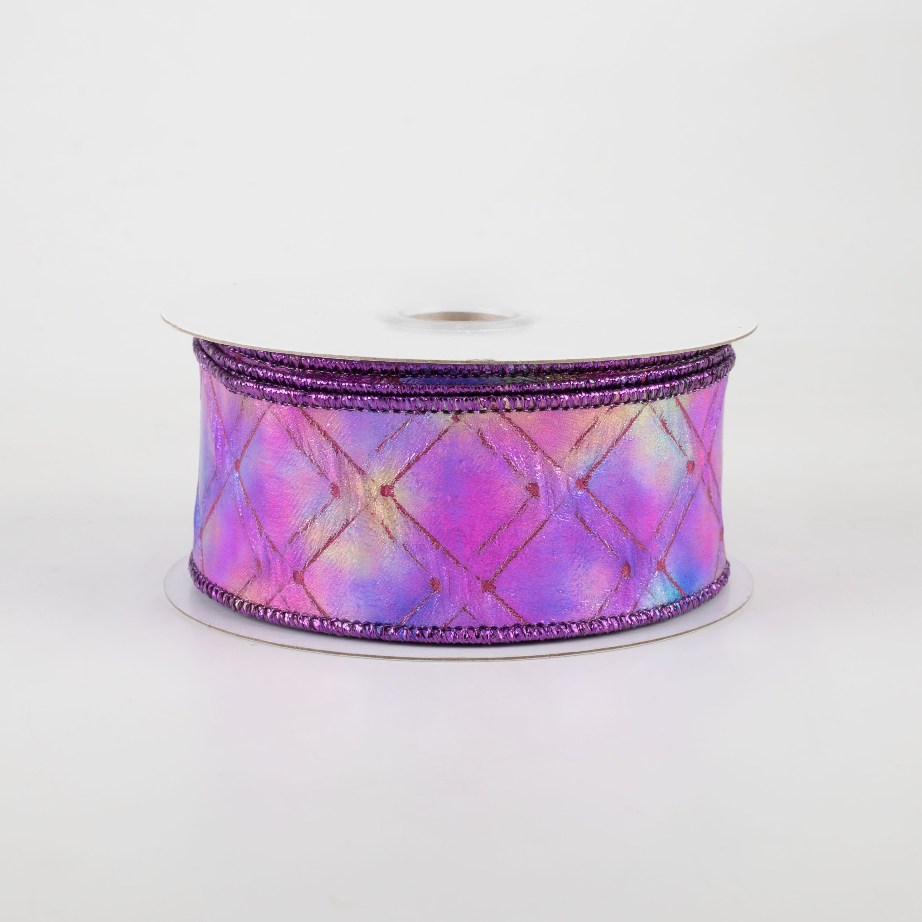 1.5" Purple Holographic Diamonds Ribbon (10 Yards)