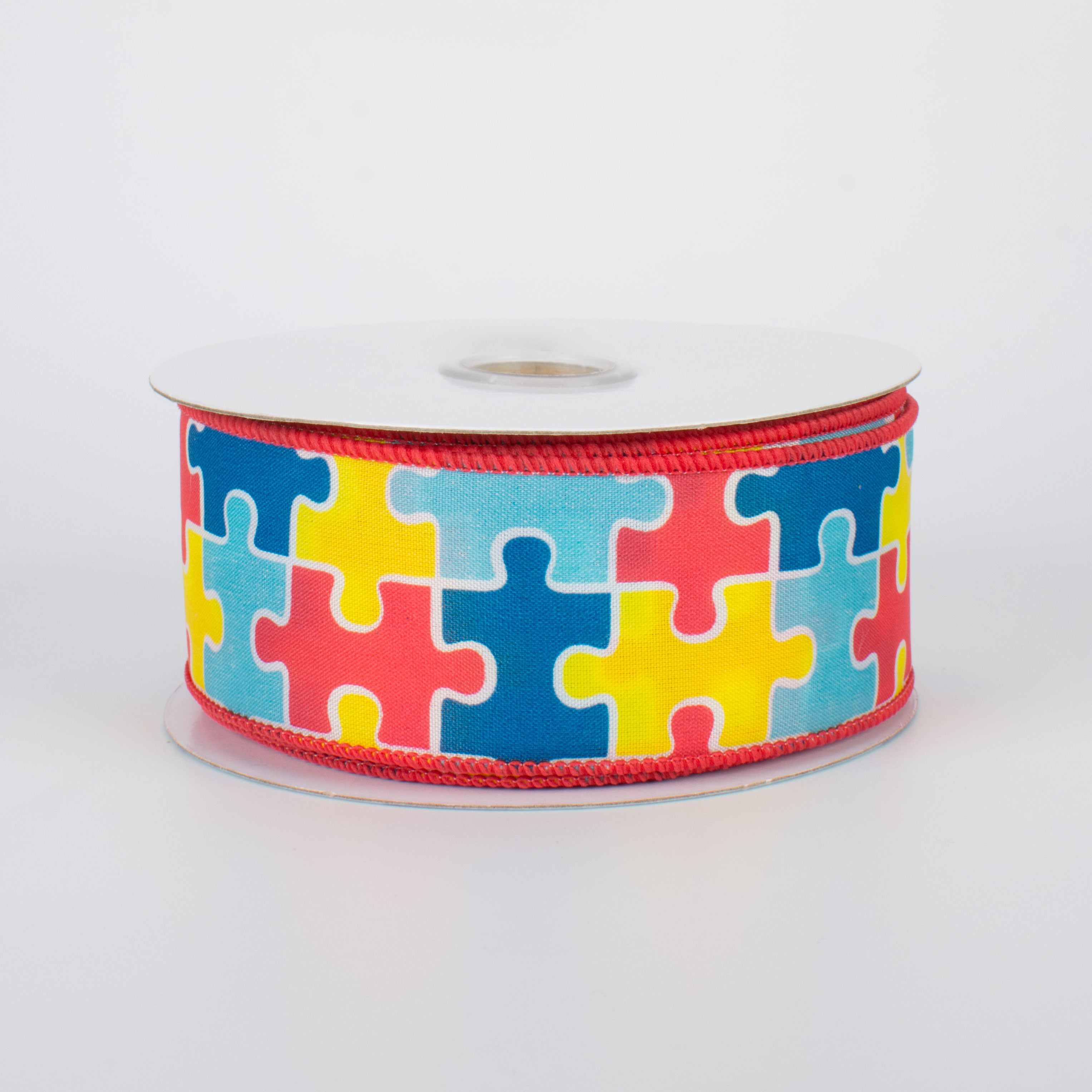 1.5" Puzzle Pieces Ribbon: Multi-Colored (10 Yards)