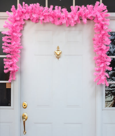 9' PVC Pine Garland: Pink (201 Tips) Lifestyle Photo
