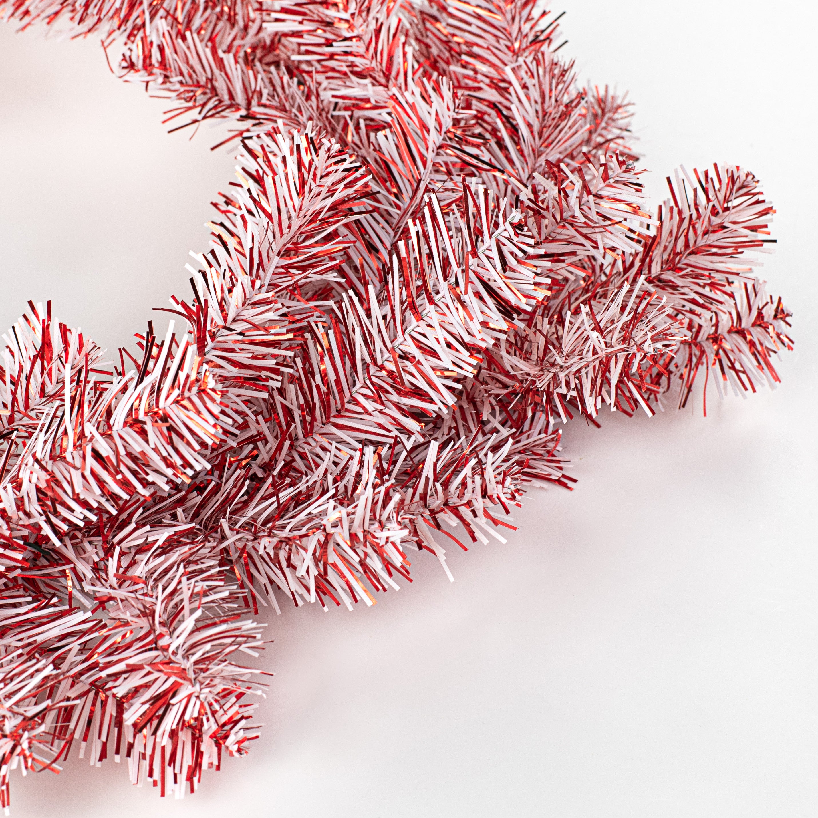 6' PVC Pine Garland: Red & White detail photo 3