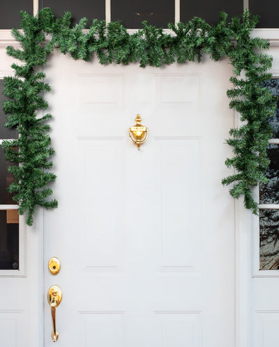 9' x 8" PVC Pine Garland: Two-Tone Green (201 Tips) Lifestyle Photo