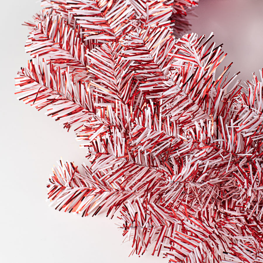 24" PVC Pine Wreath: Red & White detail photo 3