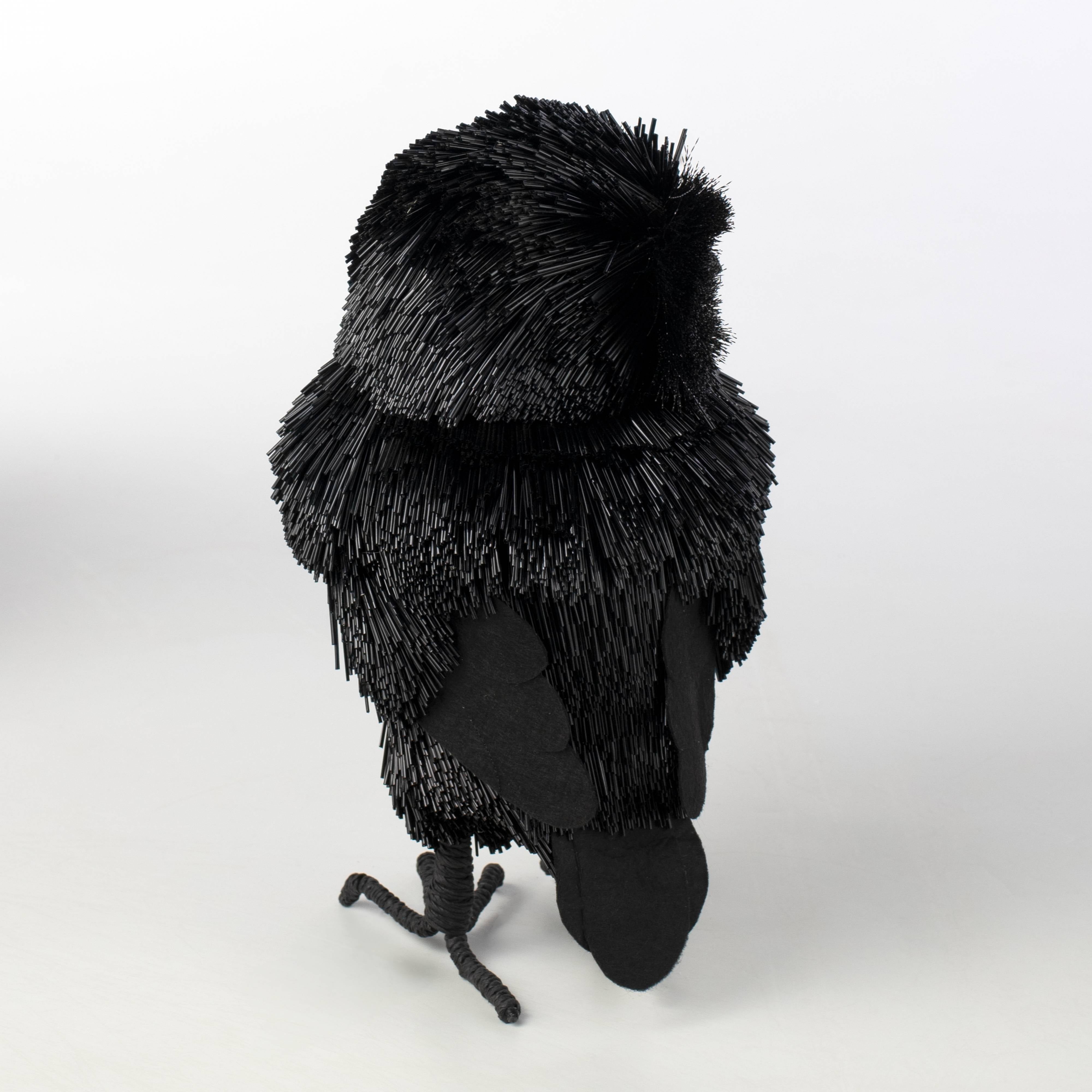 12" PVC & Sisal Owl: Black detail photo 3