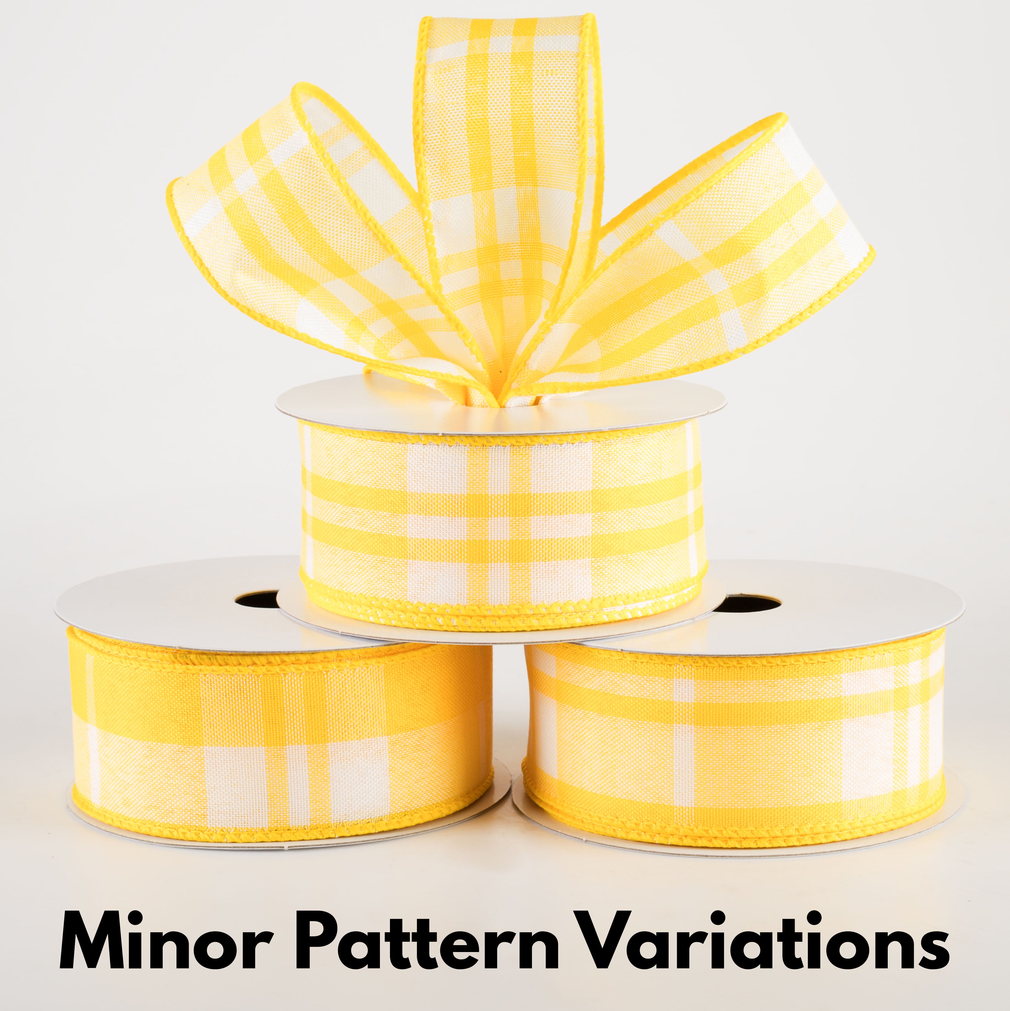 1.5" Eday Plaid Ribbon: Yellow & White (10 Yards)