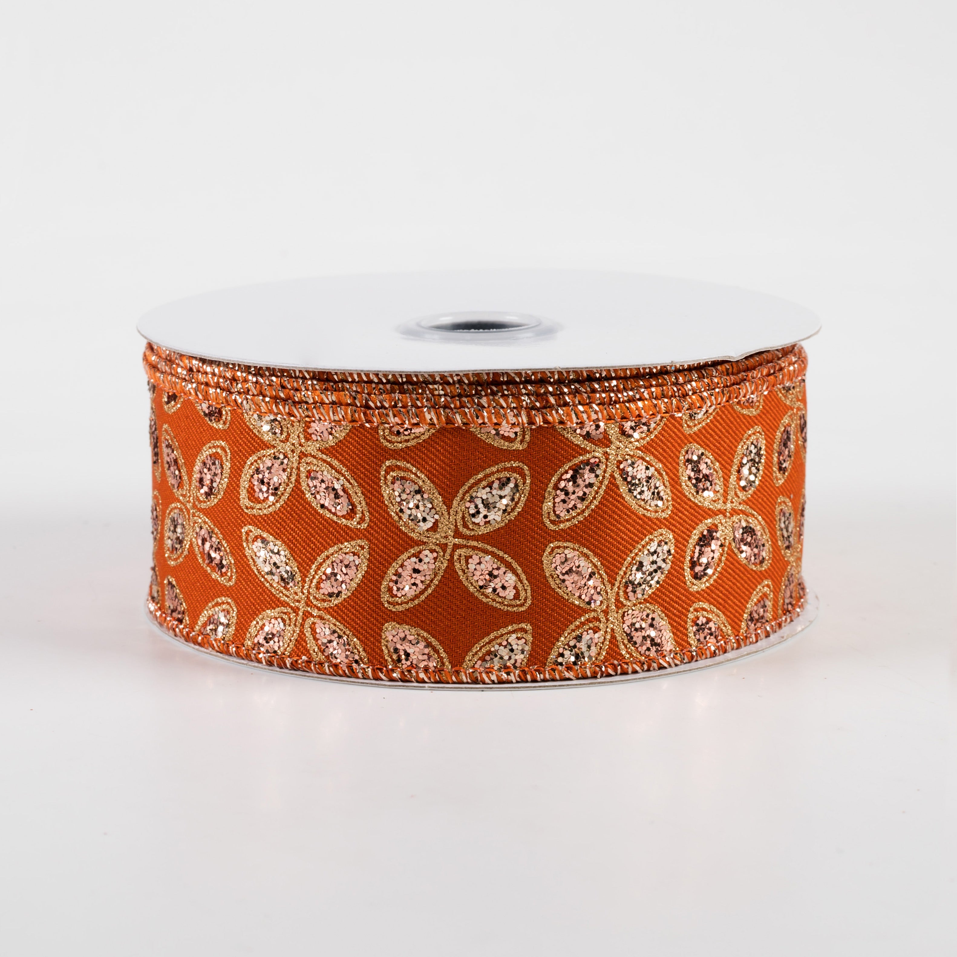 1.5" Quatrefoil Petals Ribbon: Autumn, Rose, Champagne, Gold (10 Yards)